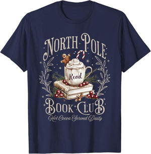 All Booked for Christmas Coquette Xmas Book Club Book Lovers T-Shirt - T-Shirt | Navy