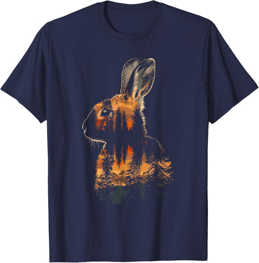 Rabbit Mountain Landscape Nature Wildlife T-Shirt - T-Shirt | Navy
