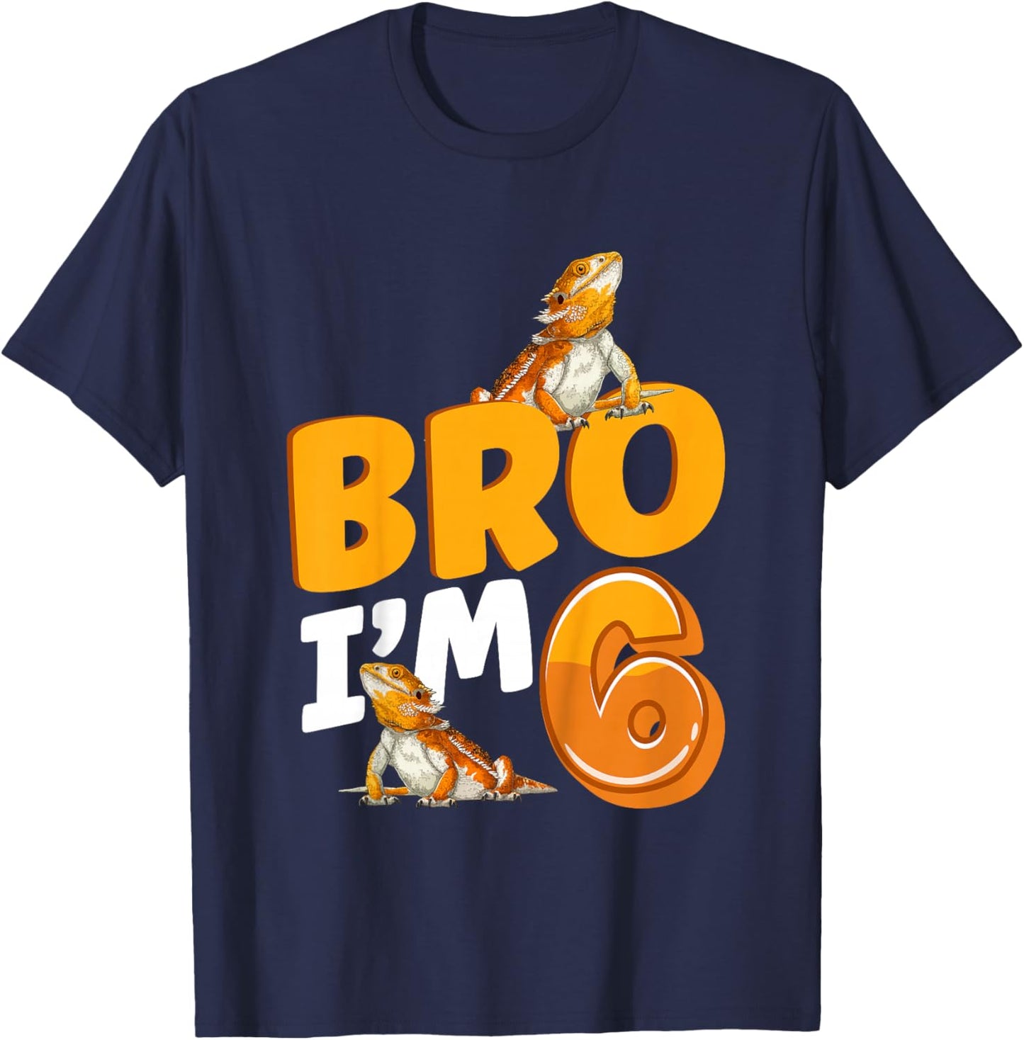6th Reptile Birthday Six Year Old Bearded Dragon Birthday T-Shirt - T-Shirt | Navy