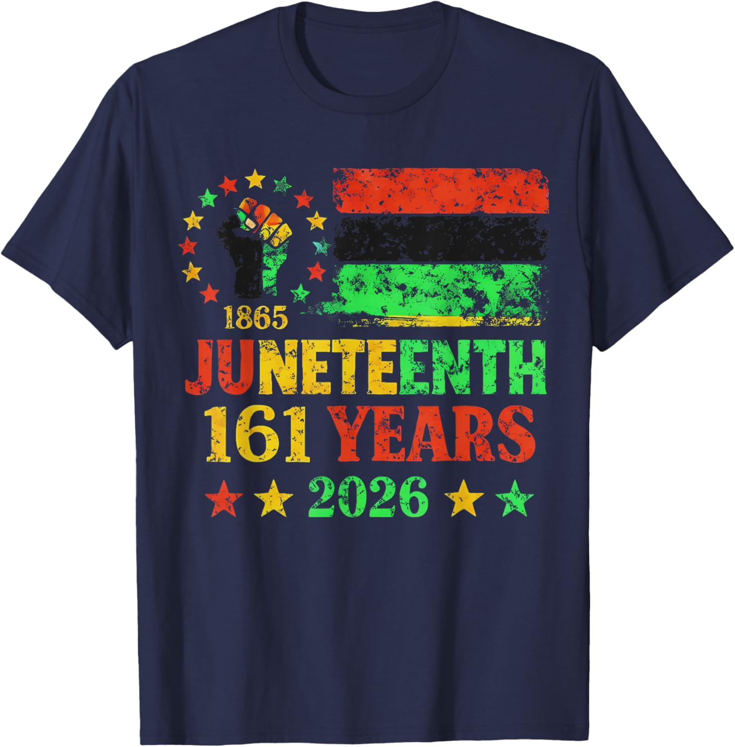 Juneteenth 2026 161 Years Freedom Black History African T-Shirt - T-Shirt | Navy