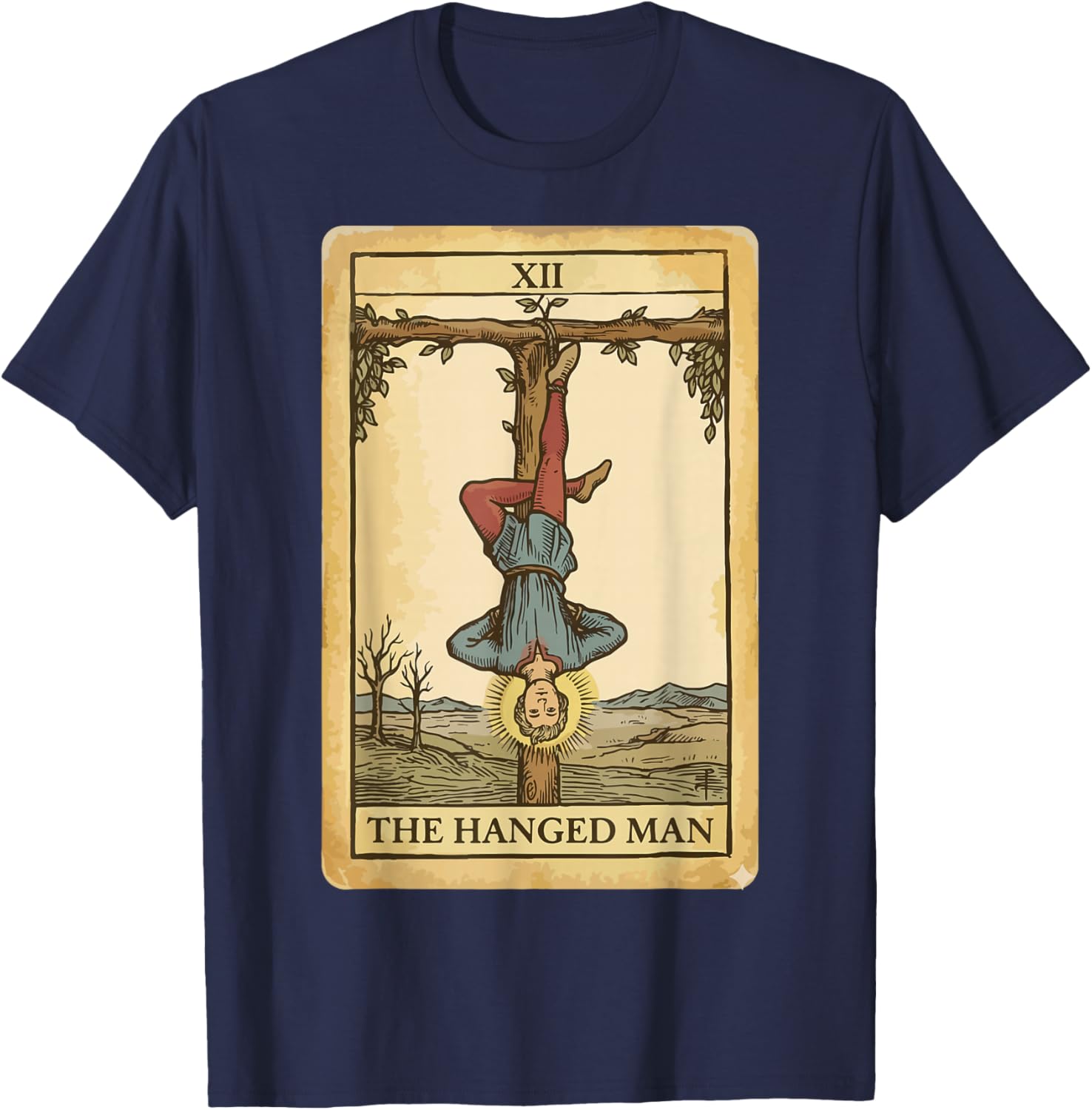 The 12 Tarot Cards Tied Up Man XII Design Occult T-Shirt - T-Shirt | Navy