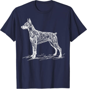 Doberman Line Art T-Shirt - T-Shirt | Navy