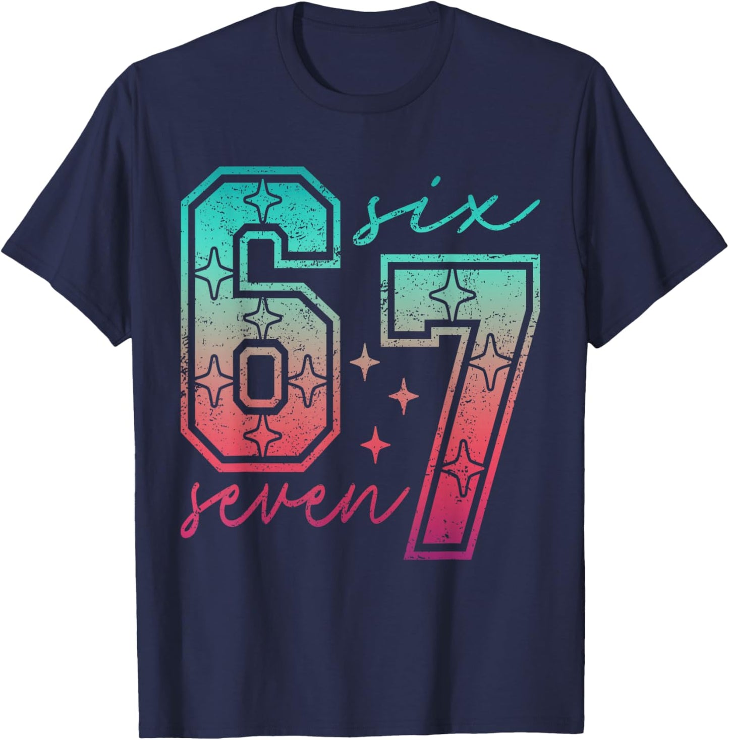 6 7 Meme Six Seven 67 Girls Boys Kids T-Shirt - T-Shirt | Navy