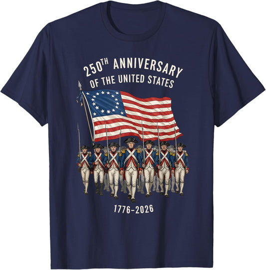 250th Anniversary of The United States Revolutionary Soldier T-Shirt - T-Shirt | Navy
