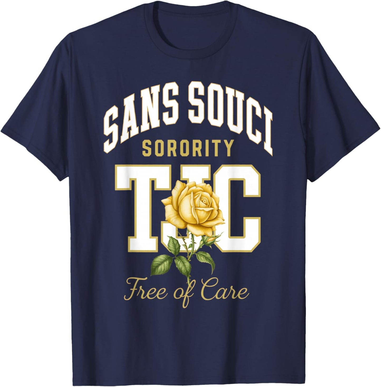 Sans Souci TJC Free of Care College Style T-Shirt - T-Shirt | Navy
