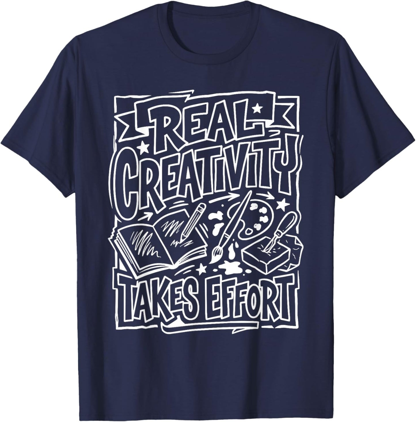 Support Real Artist Not AI Anti AI No to AI Supporter T-Shirt - T-Shirt | Navy