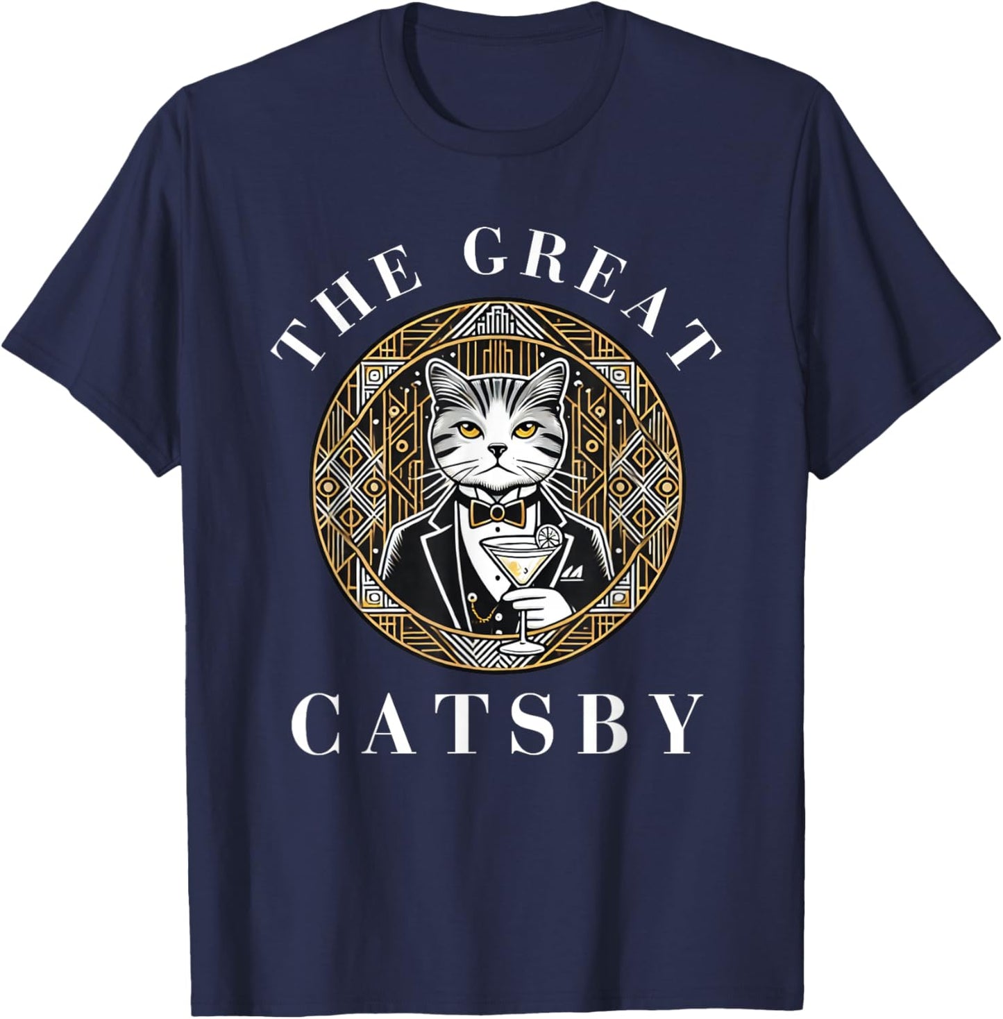 The Great Catsby Funny Cat Lovers T-Shirt - T-Shirt | Navy
