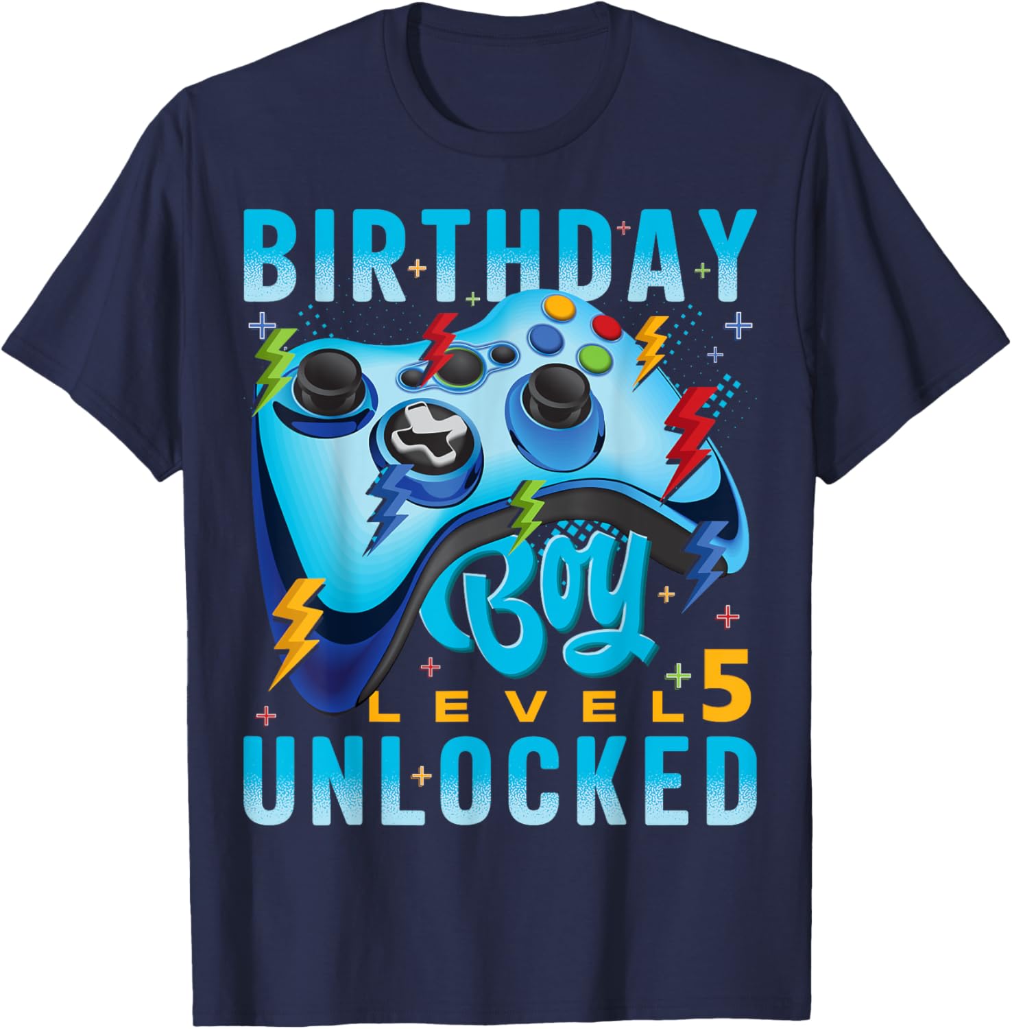Level 5 Unlocked Birthday Boy Video Gamer 5th Birthday Boy T-Shirt - T-Shirt | Navy