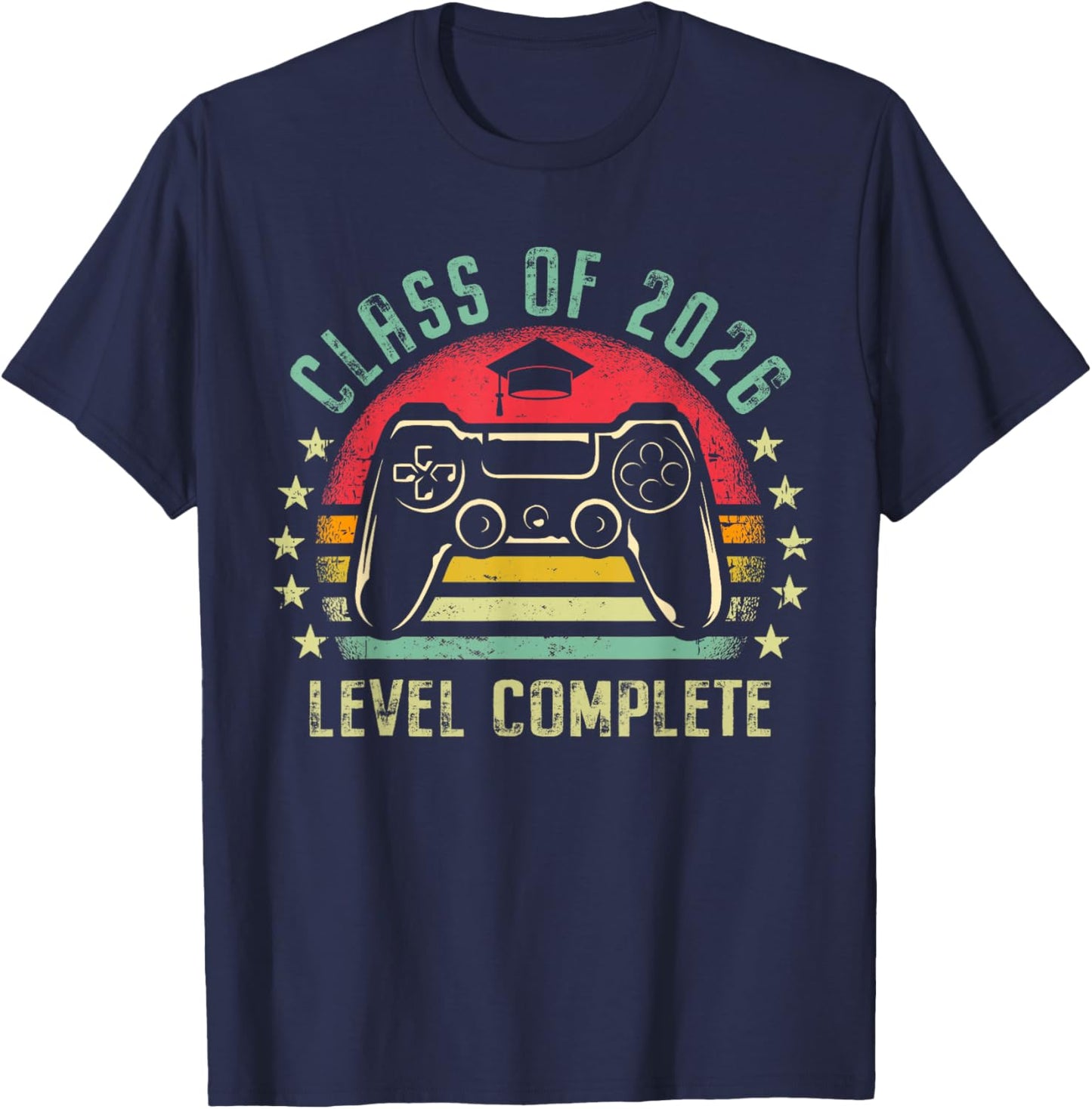 Class of 2026 Level Complete Video Gamer Senior Graduation T-Shirt - T-Shirt | Navy