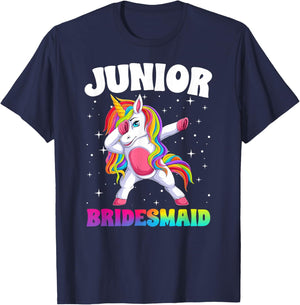 Junior Bridesmaid Unicorn Wedding Junior Bridesmaid Party T-Shirt - T-Shirt | Navy