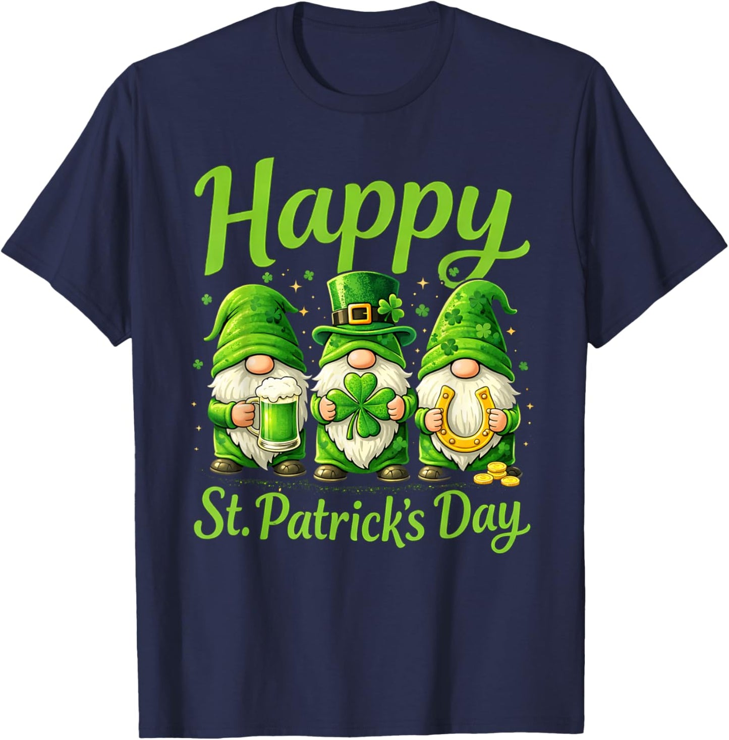 Gnomes Happy Saint Patrick Day Celebration St Patrick Day T-Shirt - T-Shirt | Navy