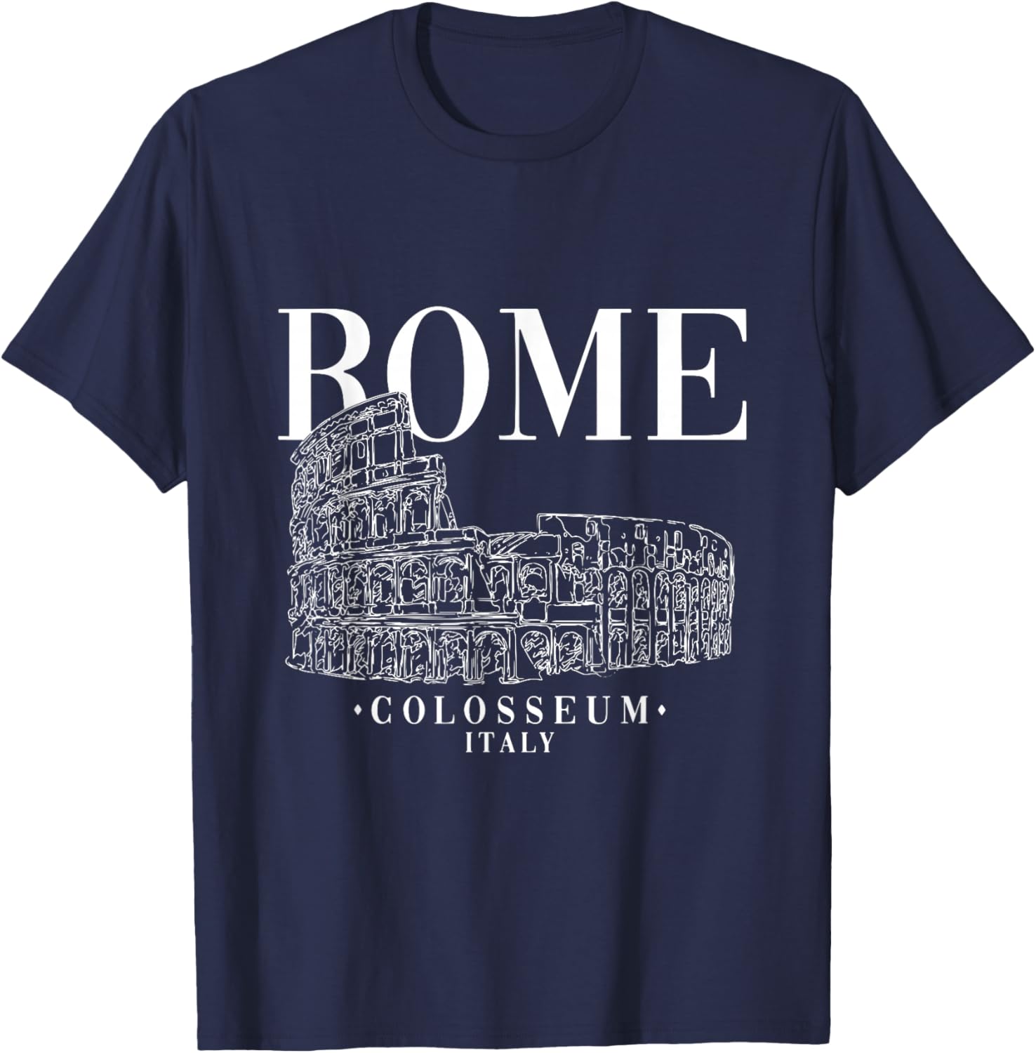 Roma Ancient Colosseum Hand Drawing Sketch Rome Italy T-Shirt - T-Shirt | Navy
