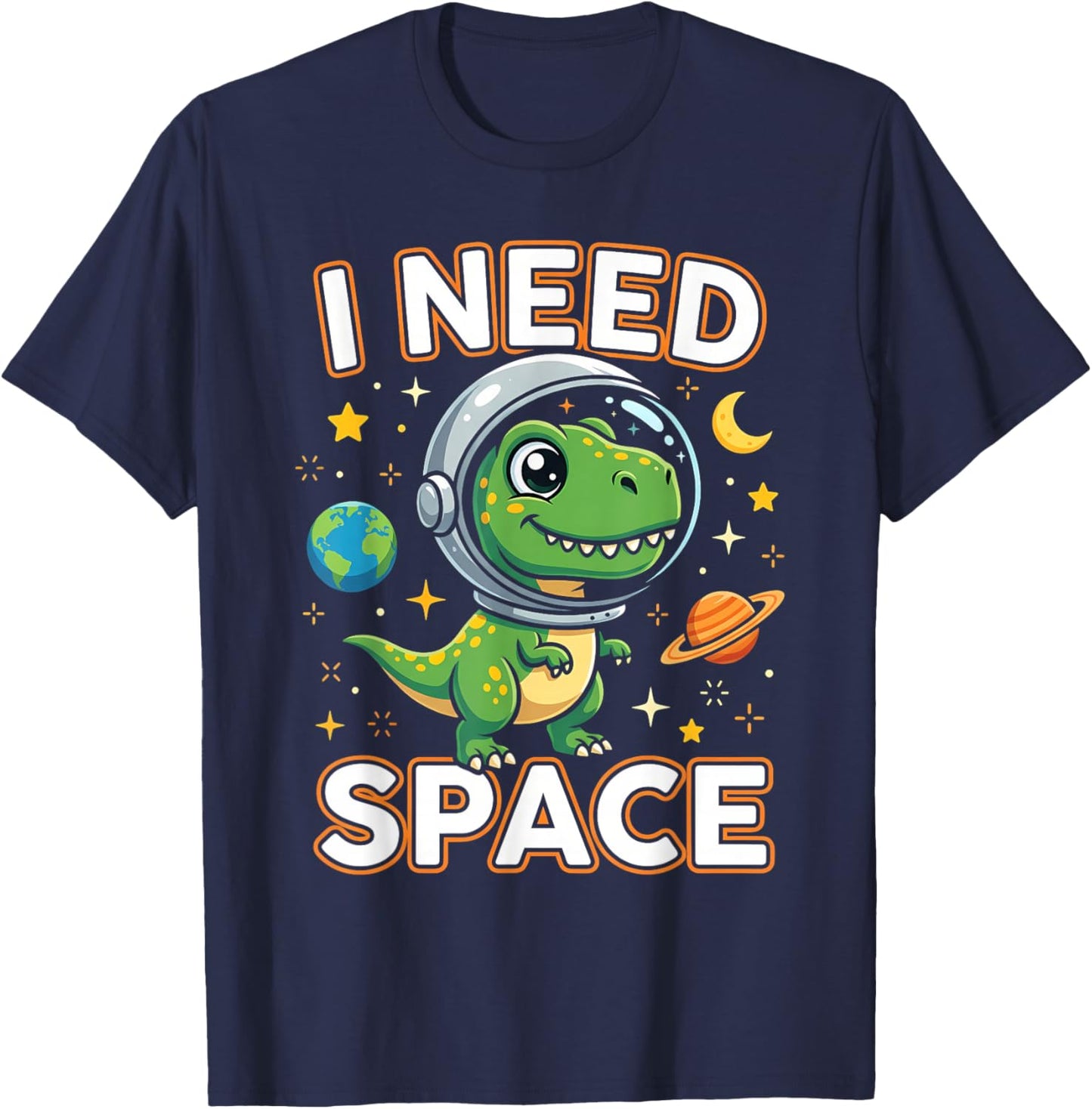 I Need Space Cute Dino Astronaut T-Shirt - T-Shirt | Navy