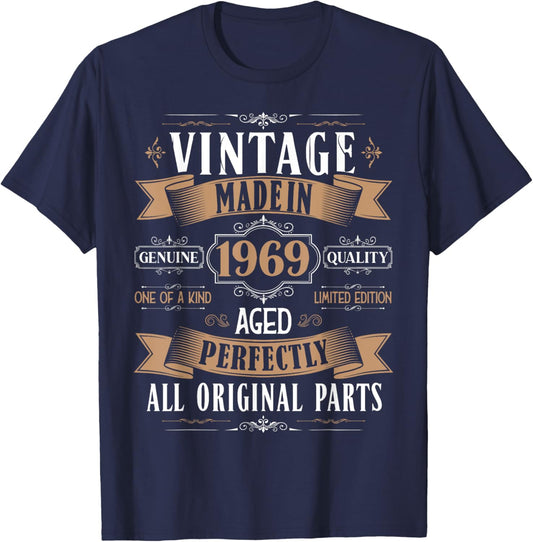 Vintage 56th birthday men Born 1969 56 years old Bday T-Shirt - T-Shirt | Navy