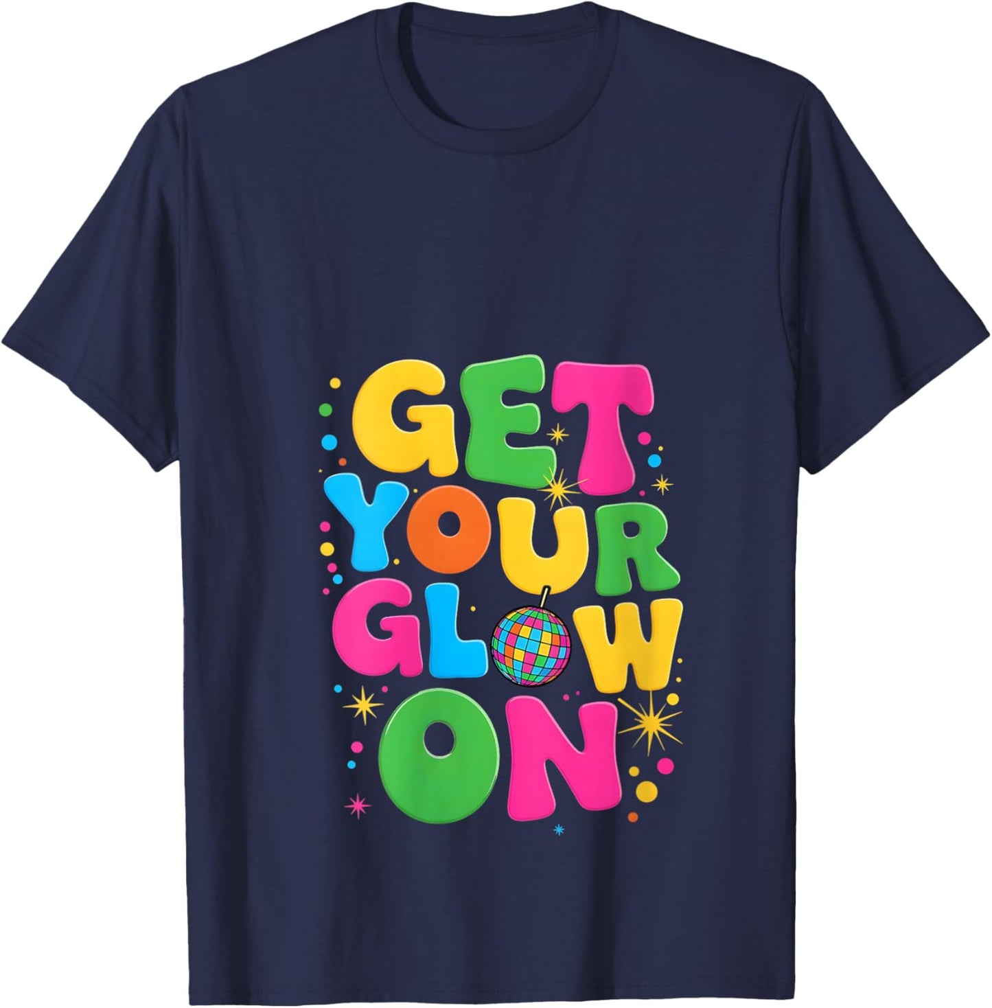 Women's Groovy Get Your Glowing-On V-Neck T-Shirt - T-Shirt | Navy