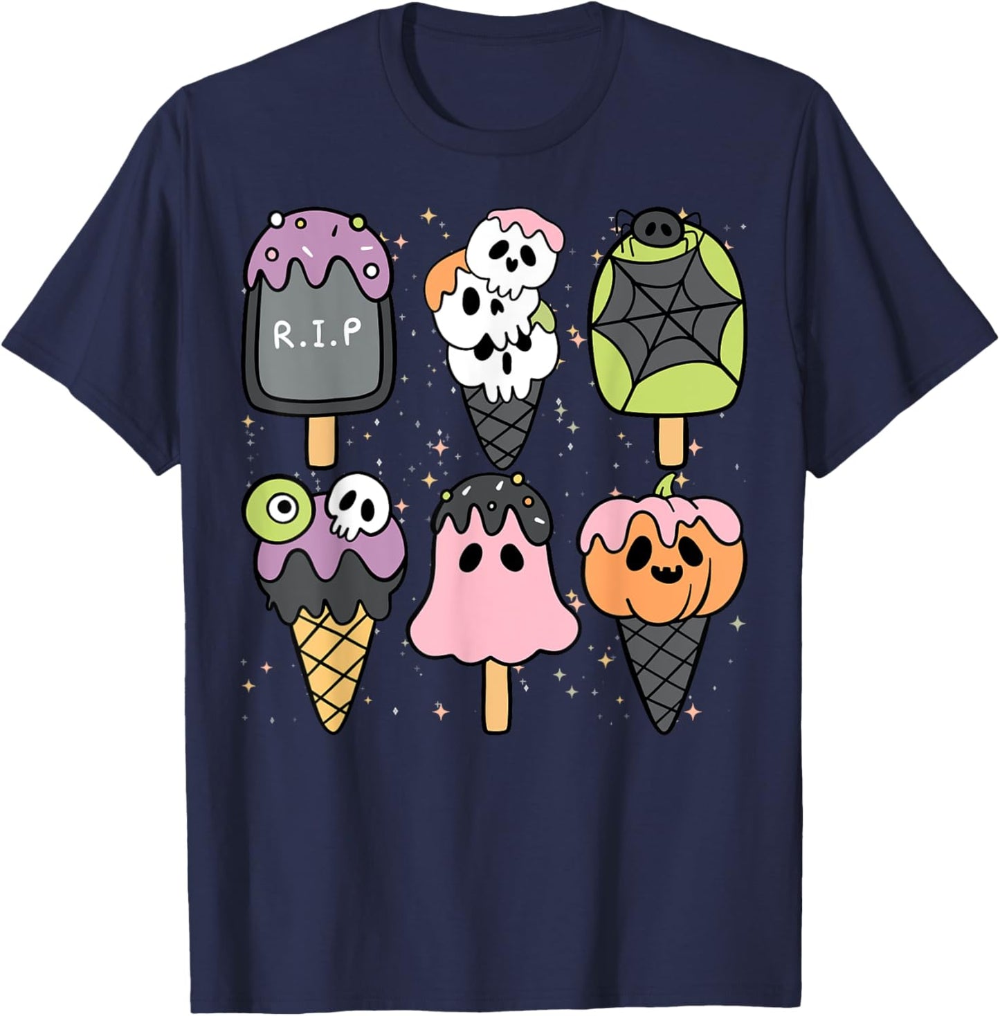 Horror Movie Summer Popsicle Halloween Ice Cream Summer-ween Women Kids T-Shirt - T-Shirt | Navy