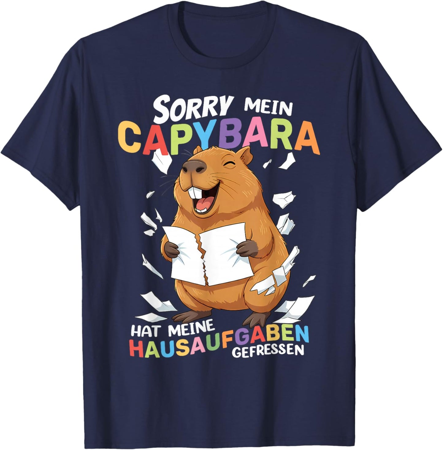 Sorry Mein Capybara Hat Meine Hausaufgaben Gefressen T-Shirt - T-Shirt | Navy