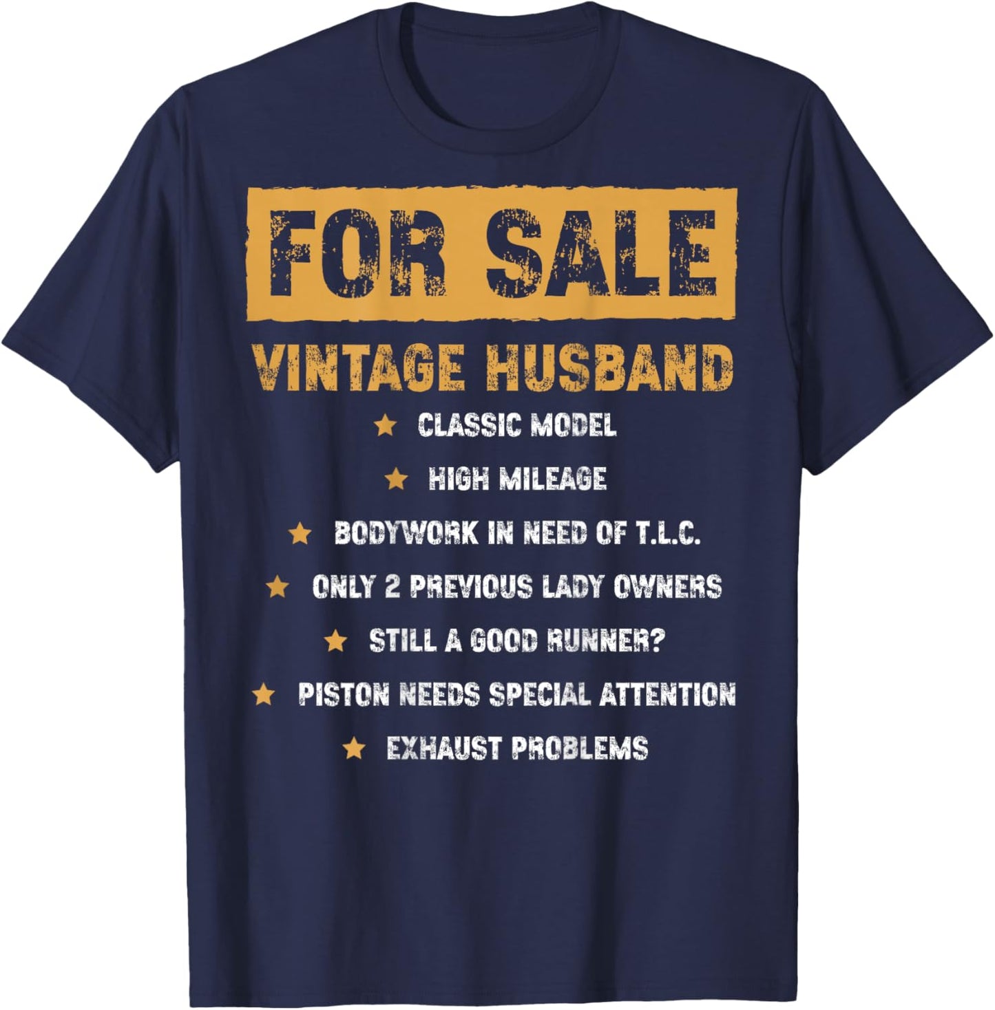 (ON Back) for Sale Vintage Husband Classic Model Fathers Day T-Shirt - T-Shirt | Navy