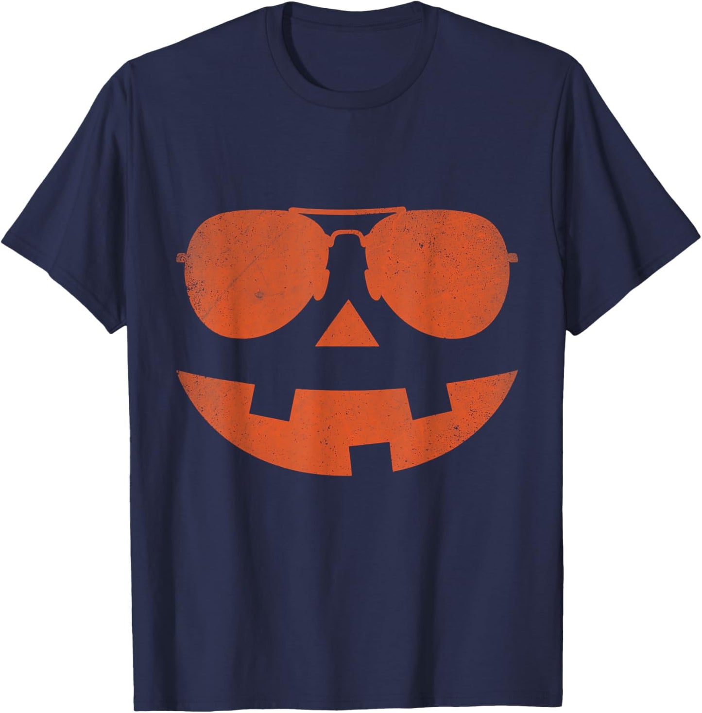 Jack O Lantern Sunglasses Pumpkin Face Halloween Costume T-Shirt - T-Shirt | Navy
