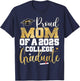 Proud Mom of 2025 Graduate College Graduation Party T-Shirt - T-Shirt | Navy