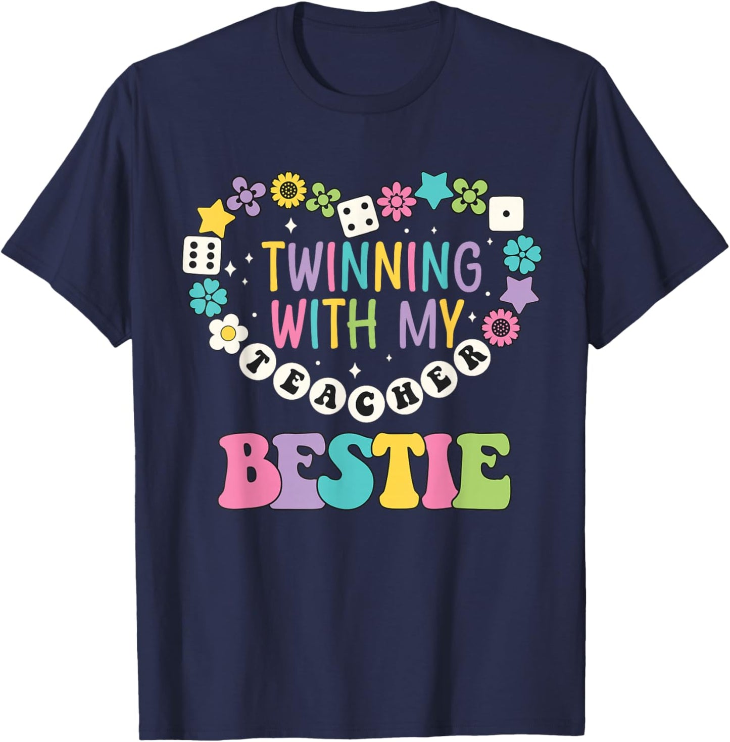 Twin Day Friends Teacher Twinning with My Bestie Matching T-Shirt - T-Shirt | Navy