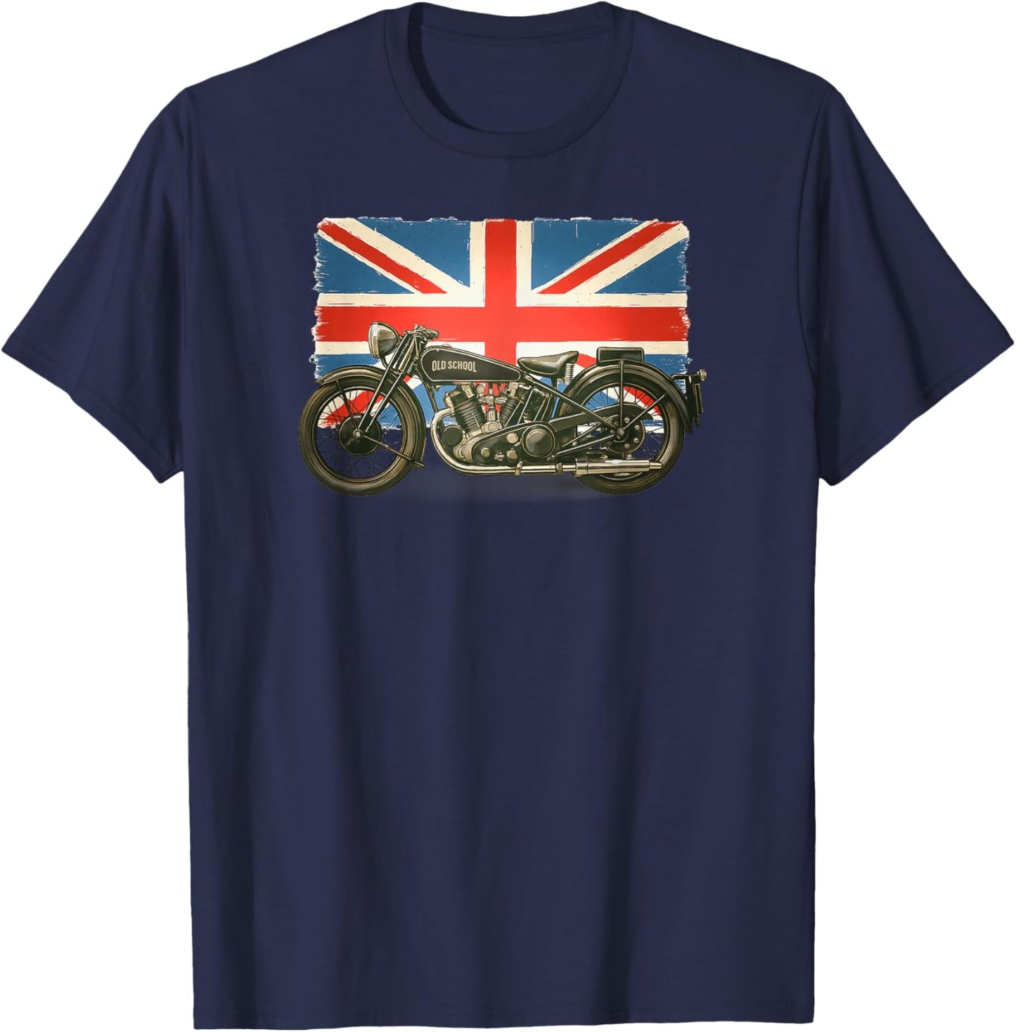 Old School British 1930 Retro Vintage Motorcycle T-Shirt - T-Shirt | Navy