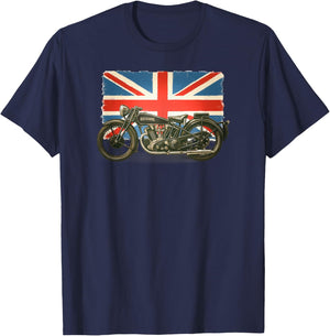 Old School British 1930 Retro Vintage Motorcycle T-Shirt - T-Shirt | Navy