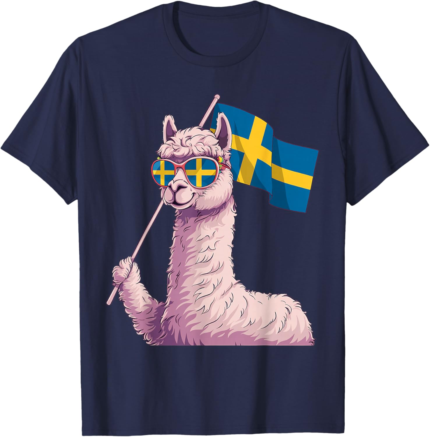 Sweden Flag Alpaca Sverige Llama Swedish Roots T-Shirt - T-Shirt | Navy