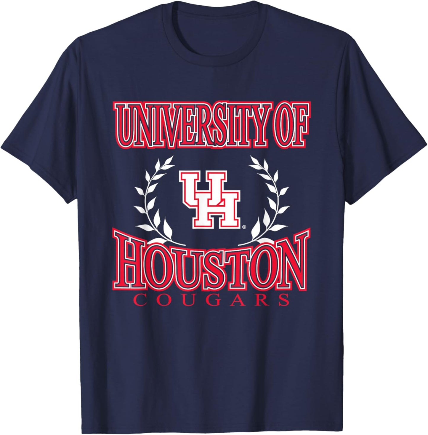 Houston Cougars Laurels Black Officially Licensed T-Shirt - T-Shirt | Navy