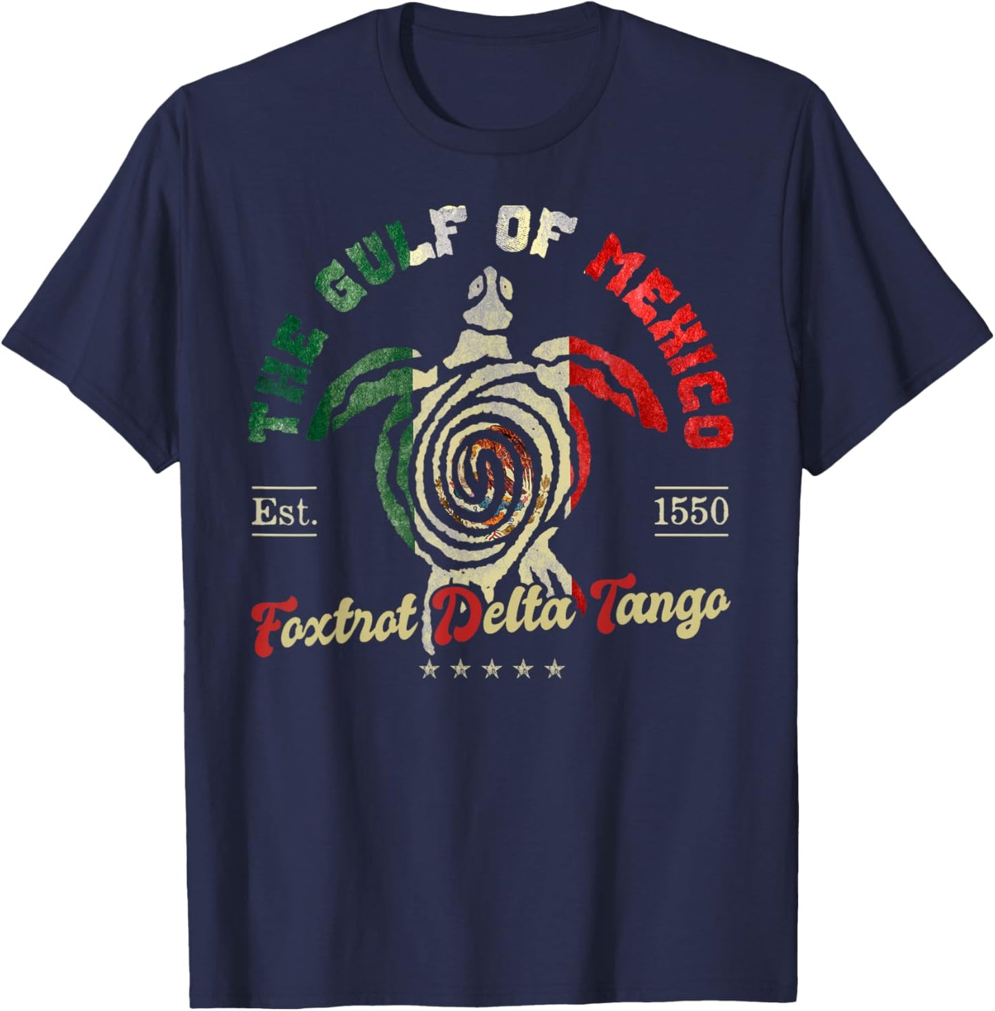 Gulf Mexico Turtle | 1550 Funny T-Shirt - T-Shirt | Navy
