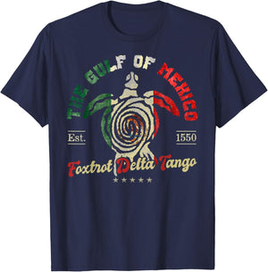 Gulf Mexico Turtle | 1550 Funny T-Shirt - T-Shirt | Navy