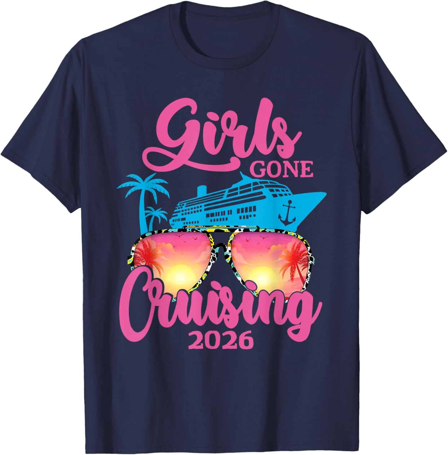 Girls Gone Cruising 2026 Hawaii Summer Vacation Beach Cruise T-Shirt - T-Shirt | Navy