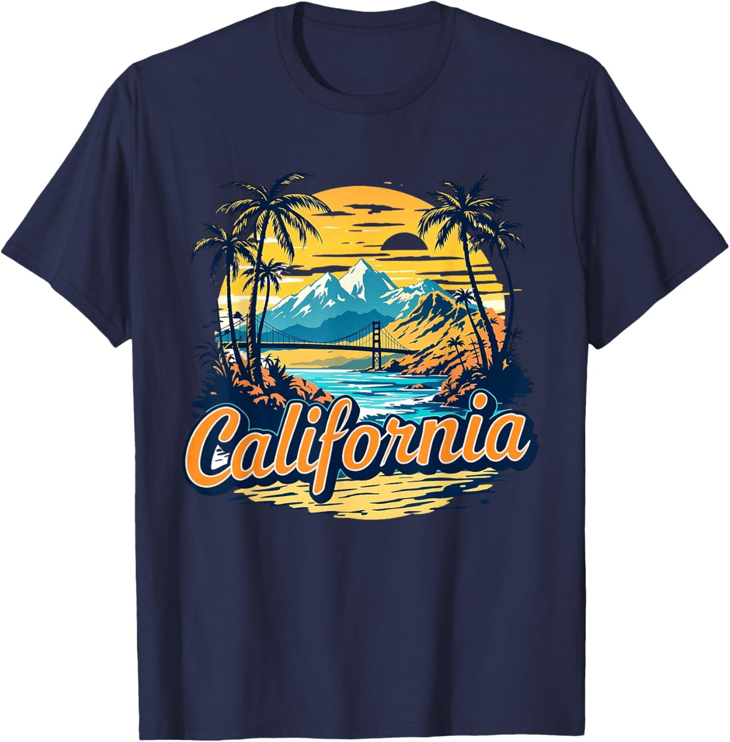 Retro California Home State CA Nature Sunset Vintage T-Shirt - T-Shirt | Navy