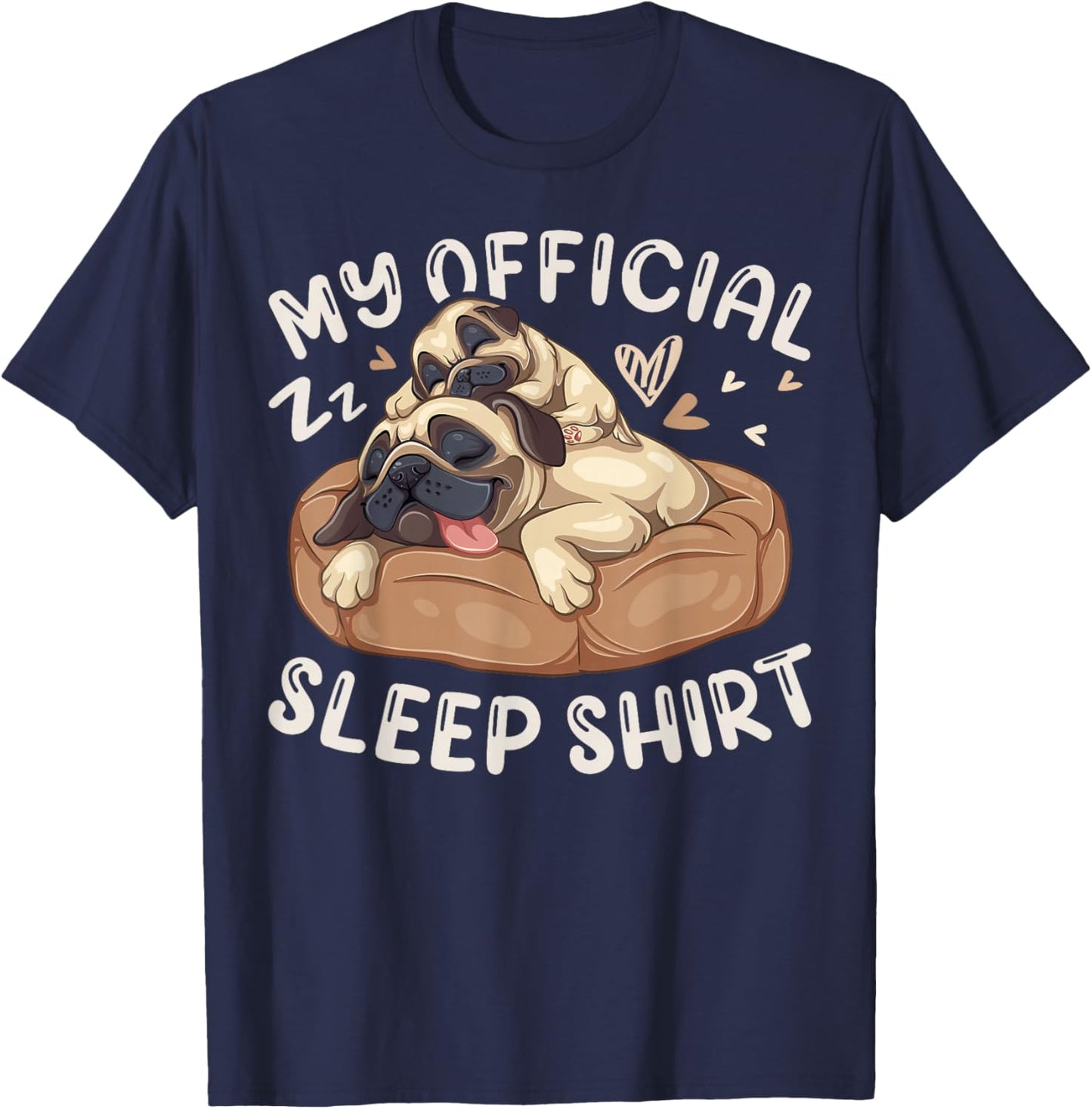 My Official Sleep Shirt, Pug Dog with Puppy T-Shirt - T-Shirt | Navy
