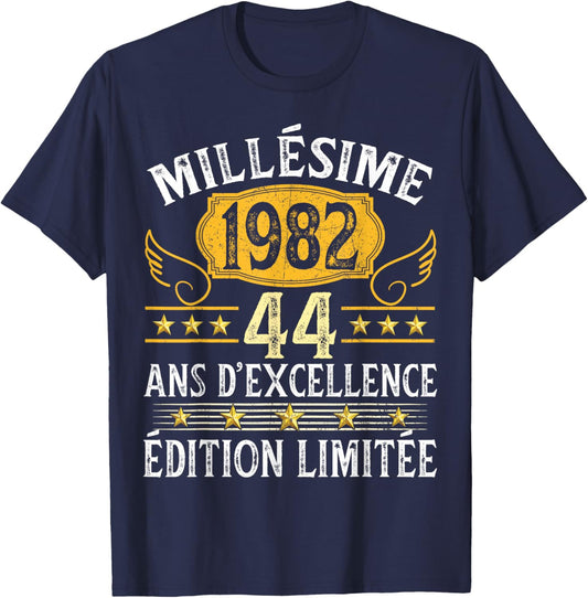 Vintage 1982 44 Years Birthday Man Woman Vintage 1982 T-Shirt - T-Shirt | Navy
