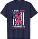 I Wear Pink For My Bestie Breast Cancer Awareness USA Flag T-Shirt - T-Shirt | Navy