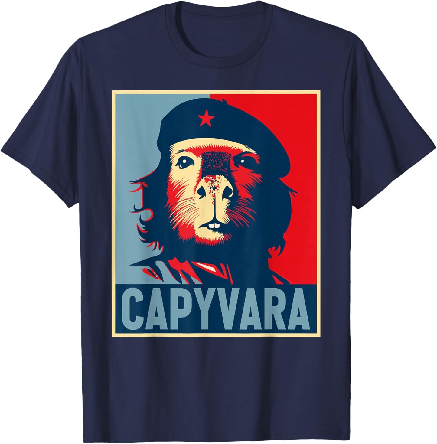 CAPYVARA - Revolution Capybara Poster Art Che Guevara T-Shirt - T-Shirt | Navy