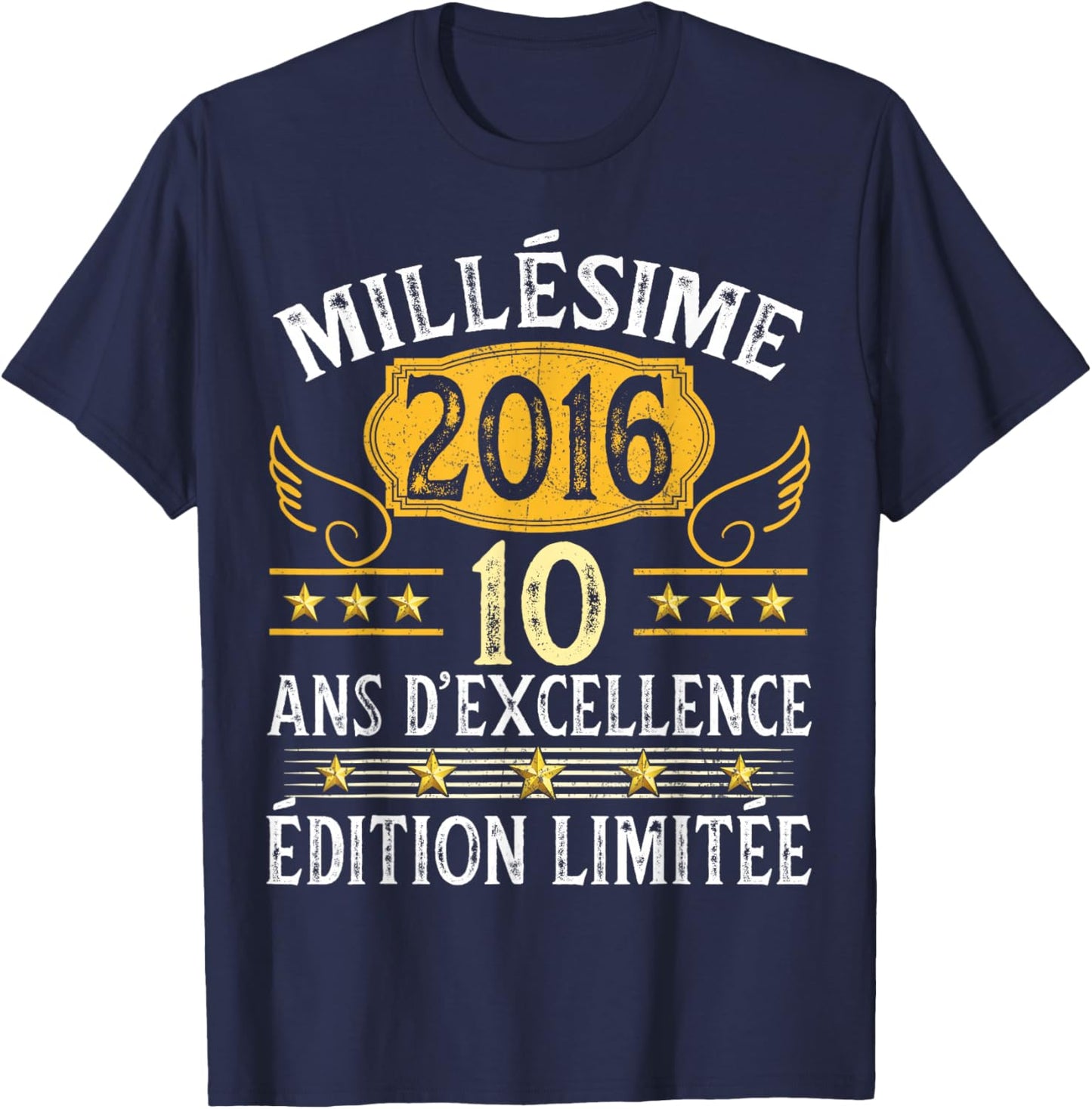 Vintage 2016 10 Years Birthday Girl Boy Vintage 2016 T-Shirt - T-Shirt | Navy