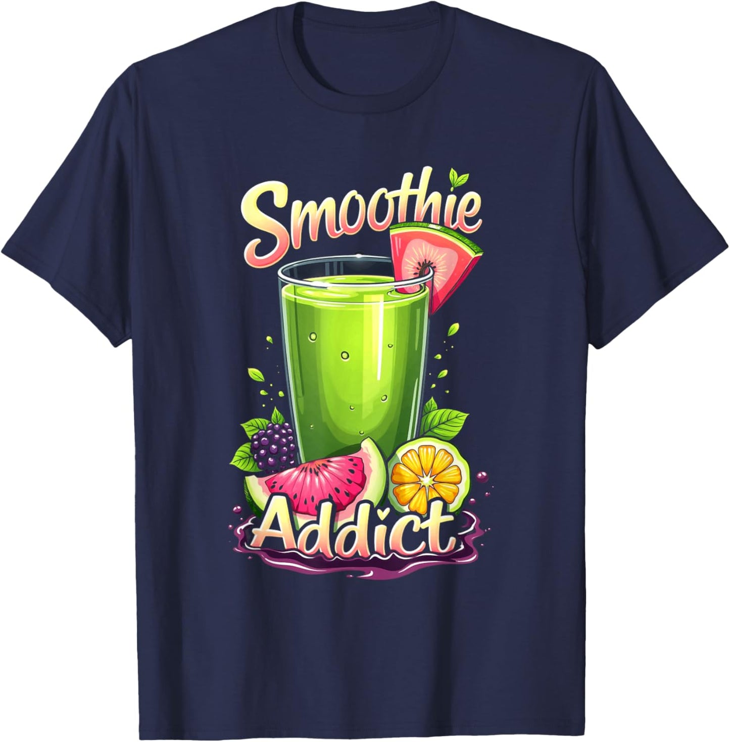 Smoothie Addict Health Drink Vegan Life T-Shirt - T-Shirt | Navy