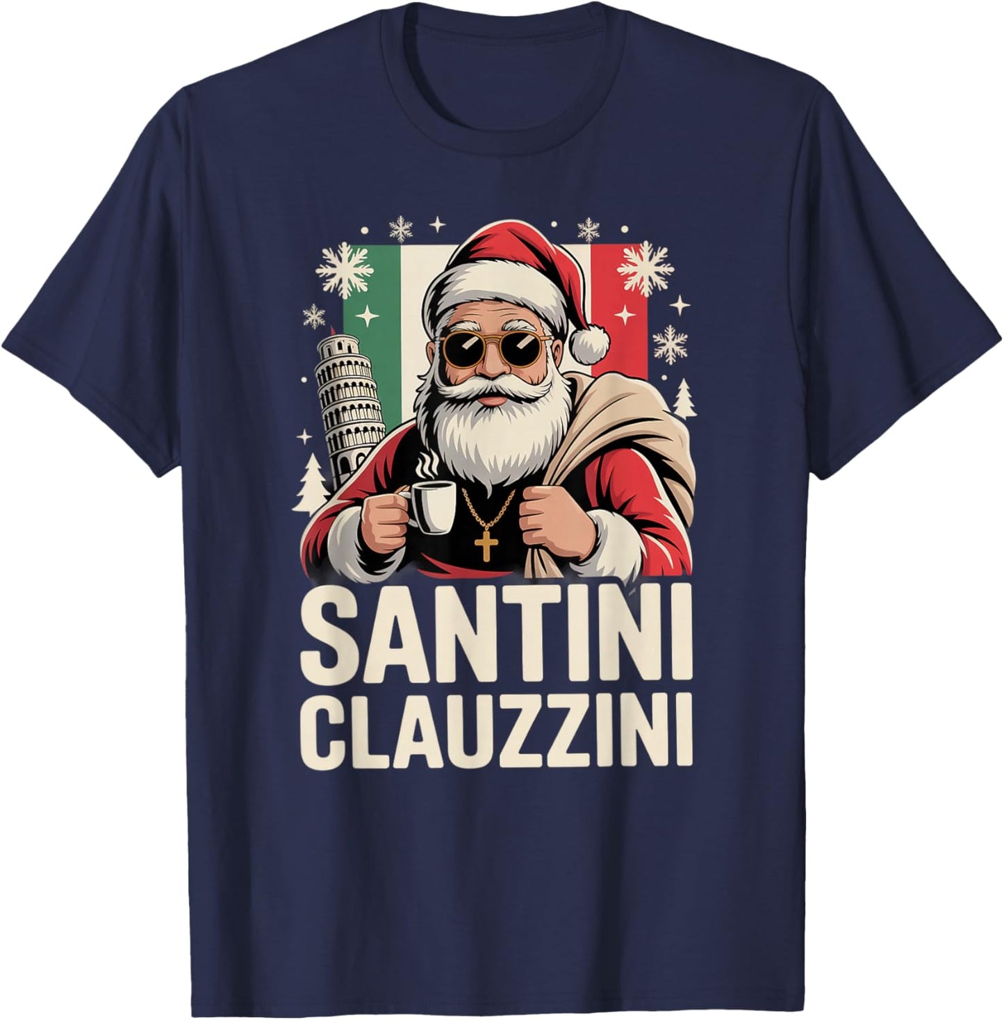 Italian Brainrot Christmas Santini Clauzzini Funny Santa T-Shirt - T-Shirt | Navy