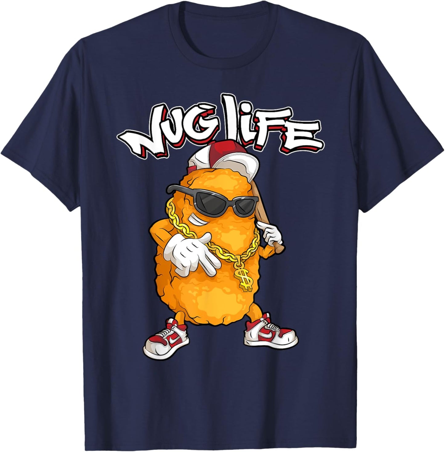 Cool Chicken Nugget Art For Boys Kids Chicken Nugget Lover T-Shirt - T-Shirt | Navy