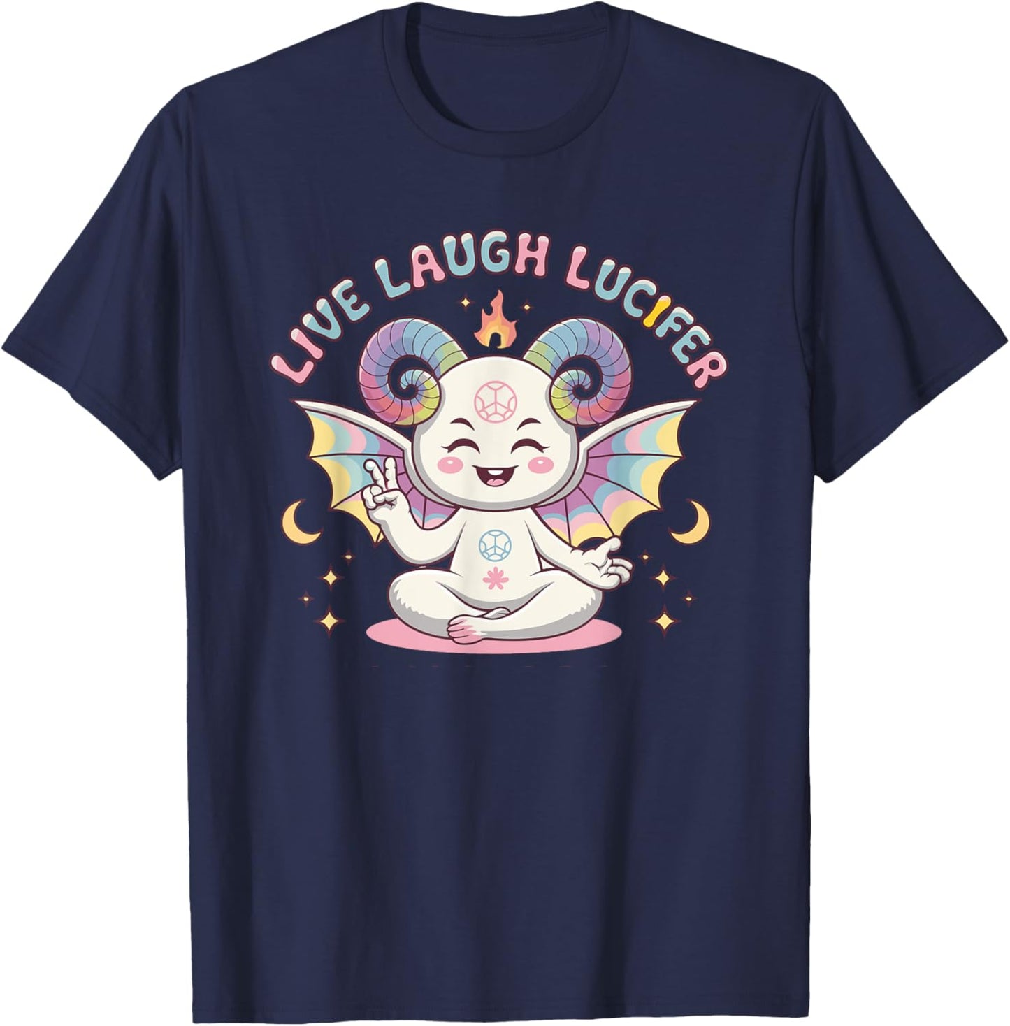 Live Laugh Lucifer Cute Baphomet Demon Devil T-Shirt - T-Shirt | Navy