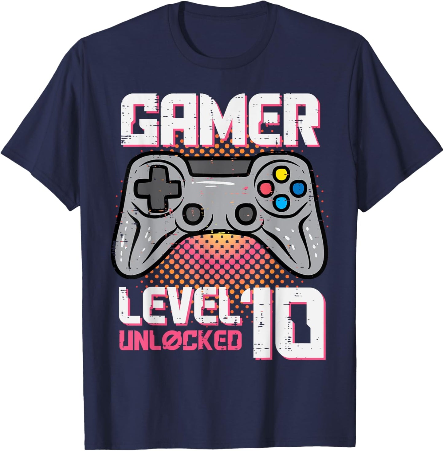 Gamer Birthday Level 10 Unlocked 10th Bday Party Boys Girls T-Shirt - T-Shirt | Navy