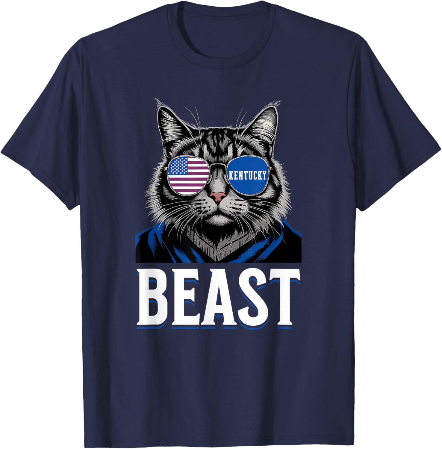 Funny Cat Lovers Graphic Last Name Kentucky Retro Vintage T-Shirt - T-Shirt | Navy