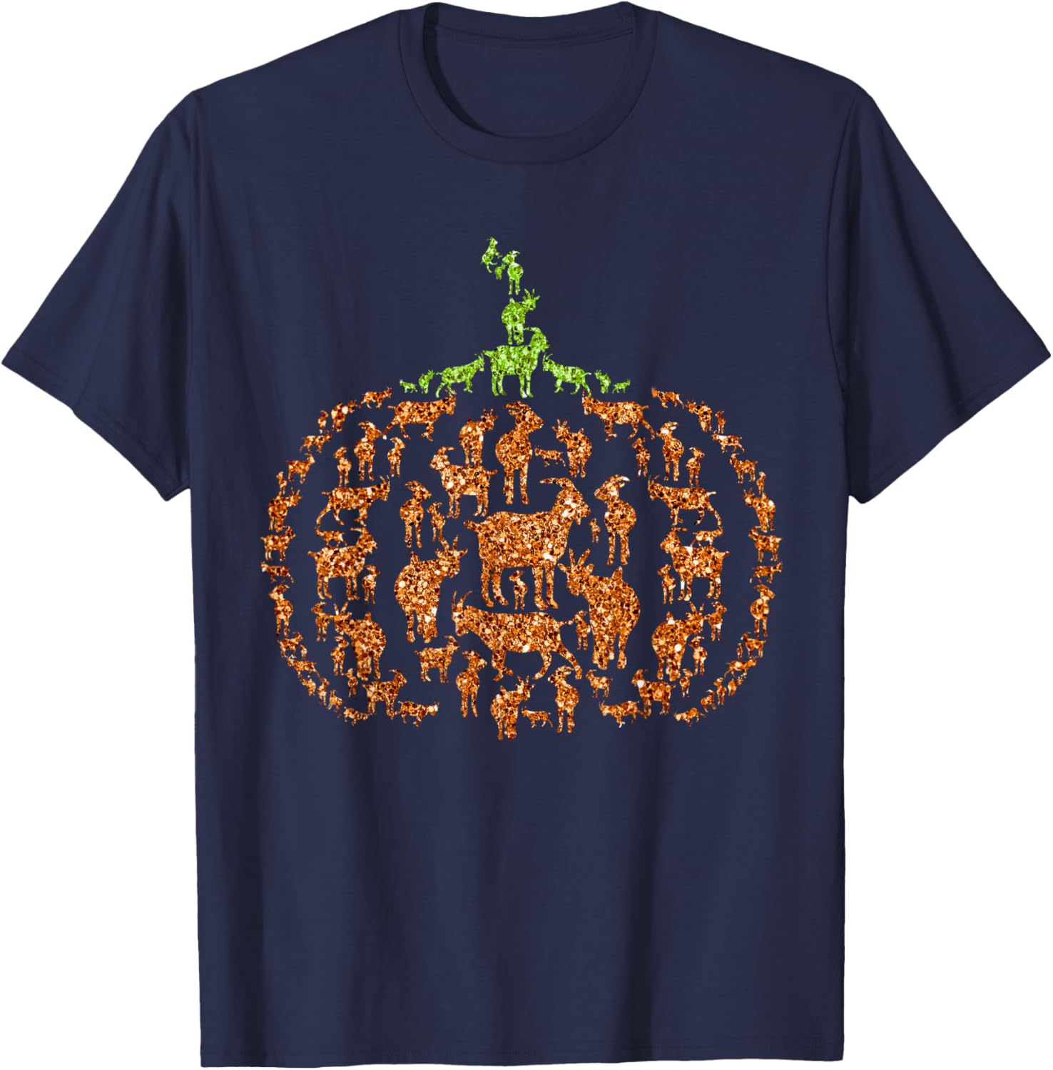 Group Goats Pumpkin Cute Shape Halloween Thanksgiving T-Shirt - T-Shirt | Navy