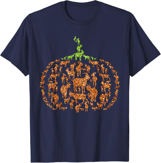 Group Goats Pumpkin Cute Shape Halloween Thanksgiving T-Shirt - T-Shirt | Navy