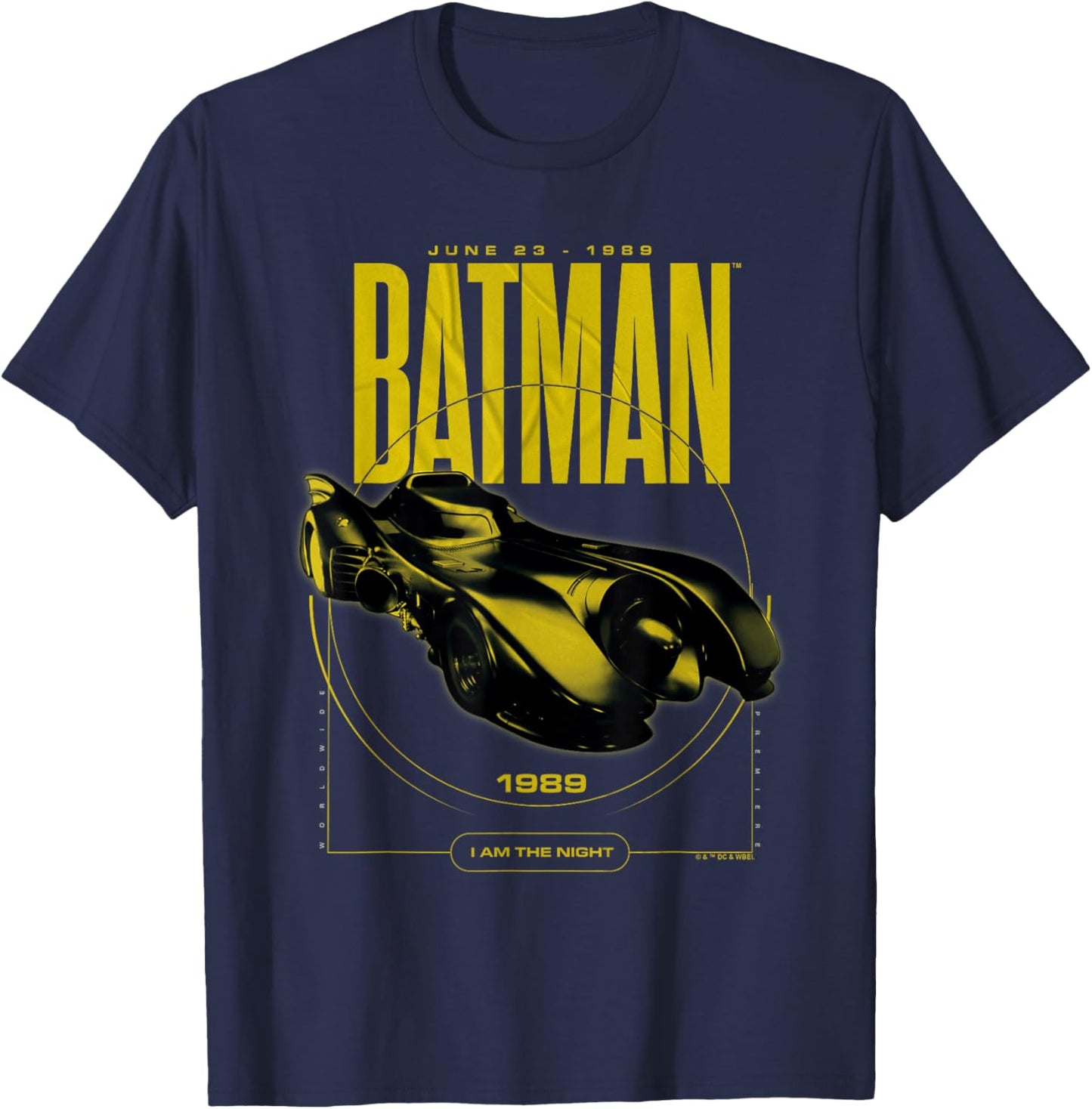 Batman 1989 Batmobile Circle T-Shirt - T-Shirt | Navy