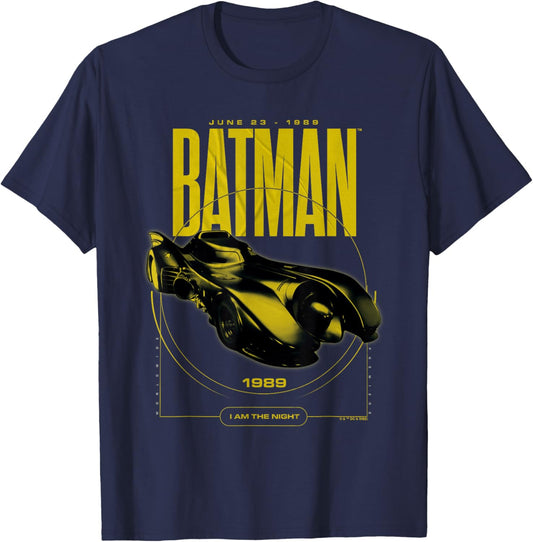 Batman 1989 Batmobile Circle T-Shirt - T-Shirt | Navy