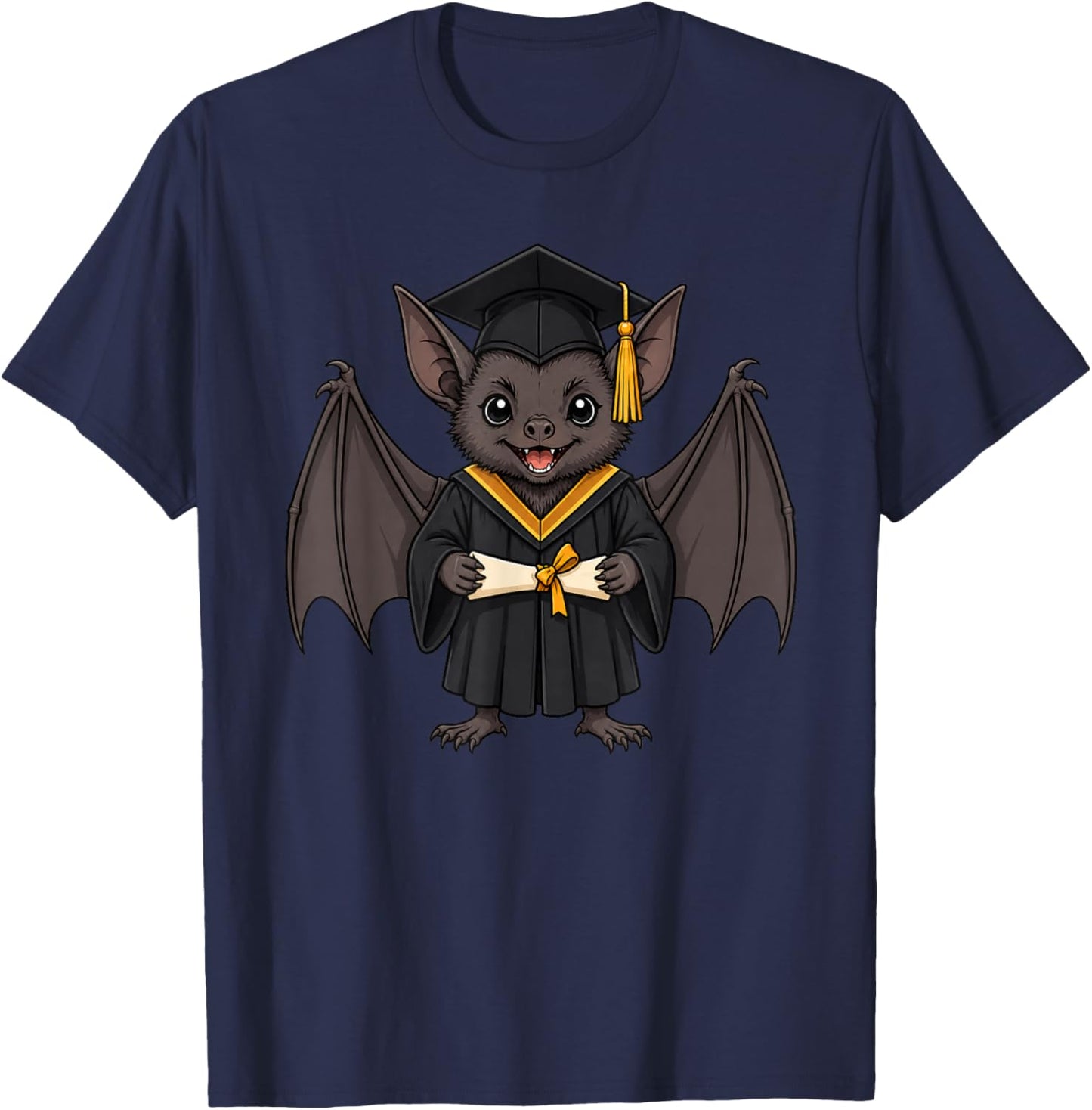Cute Bat Graduation T-Shirt - T-Shirt | Navy