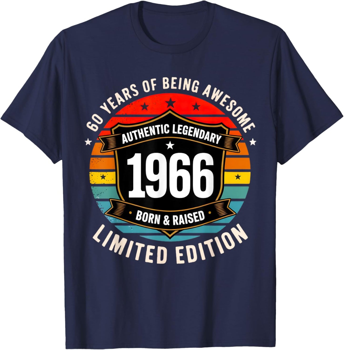 Vintage 1966 60th Birthday Gift Men Women 60 Years Old T-Shirt - T-Shirt | Navy